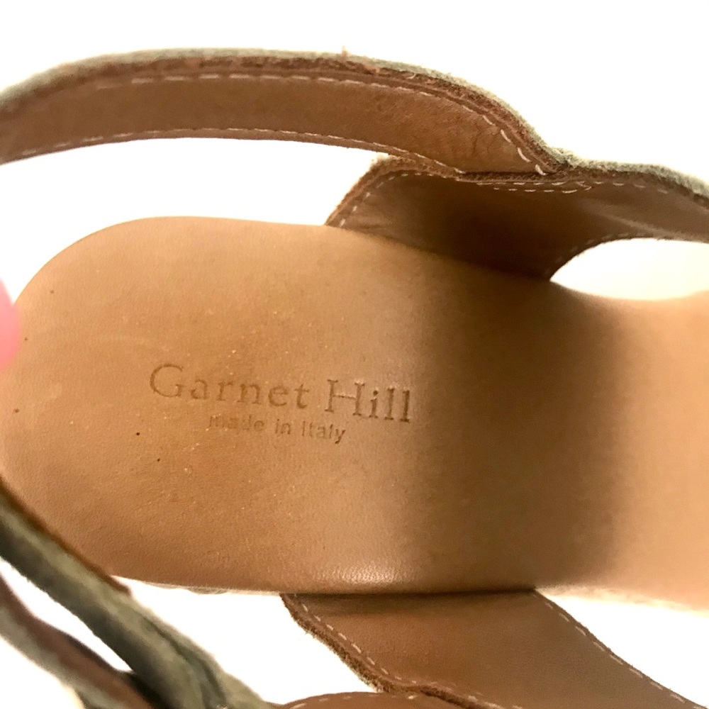 Garnet Hill Sage Green Suede Wedge Sandals - Picture 4 of 7